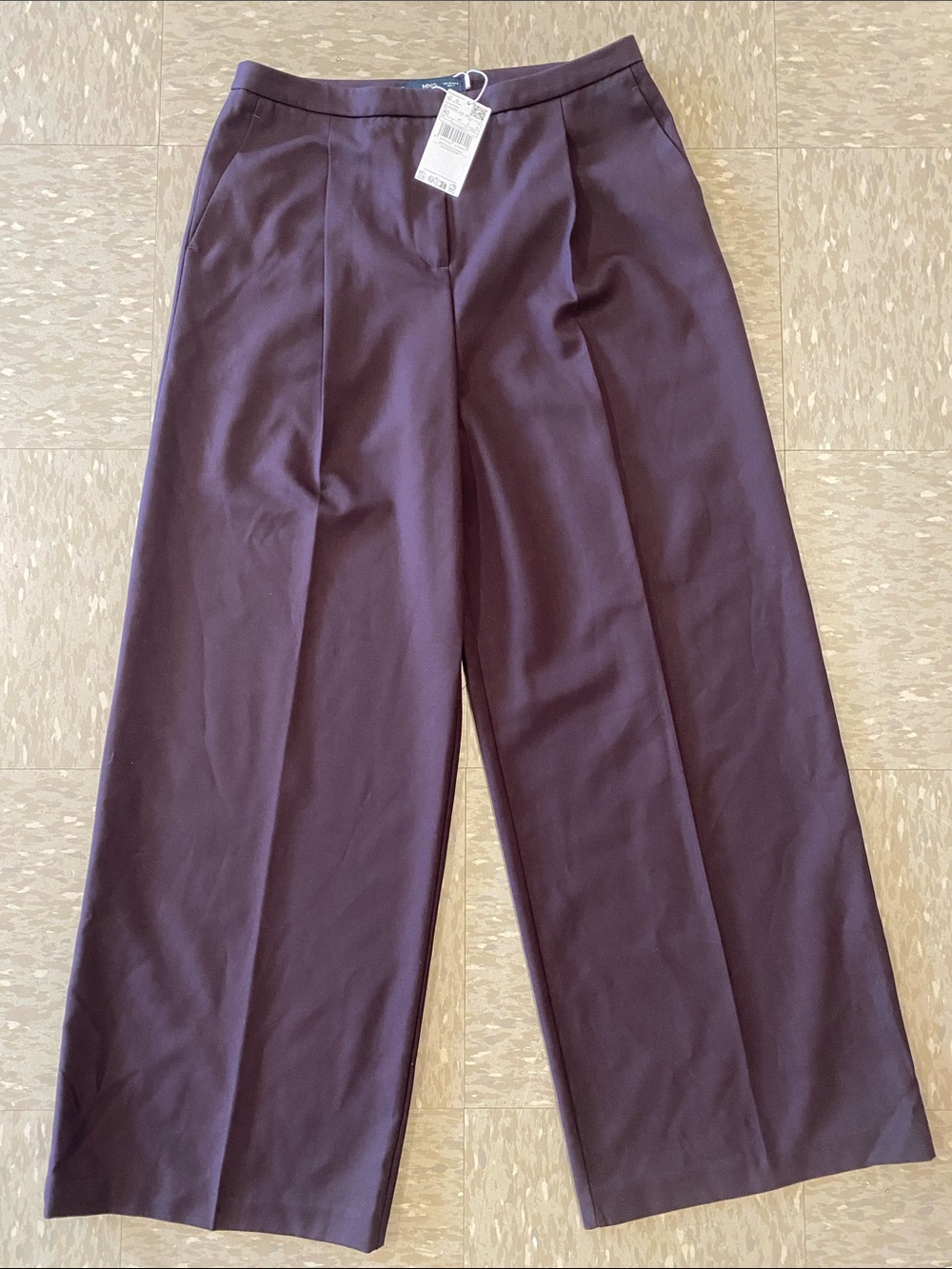 Wide-Leg High-Rise Pants in Deep Plum